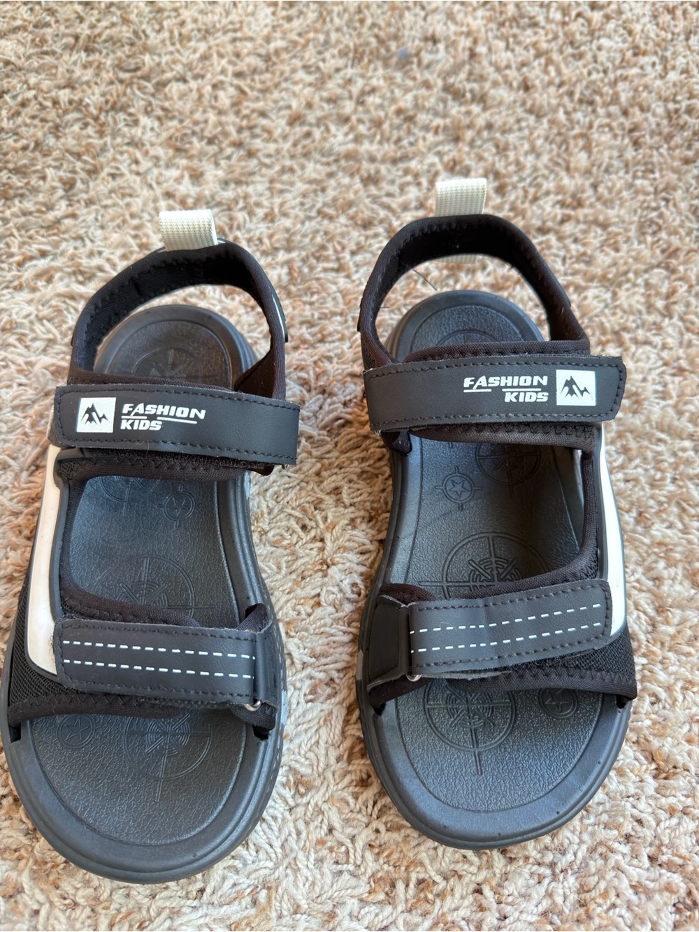 Brown and Cream Adjustable Kids Sandals